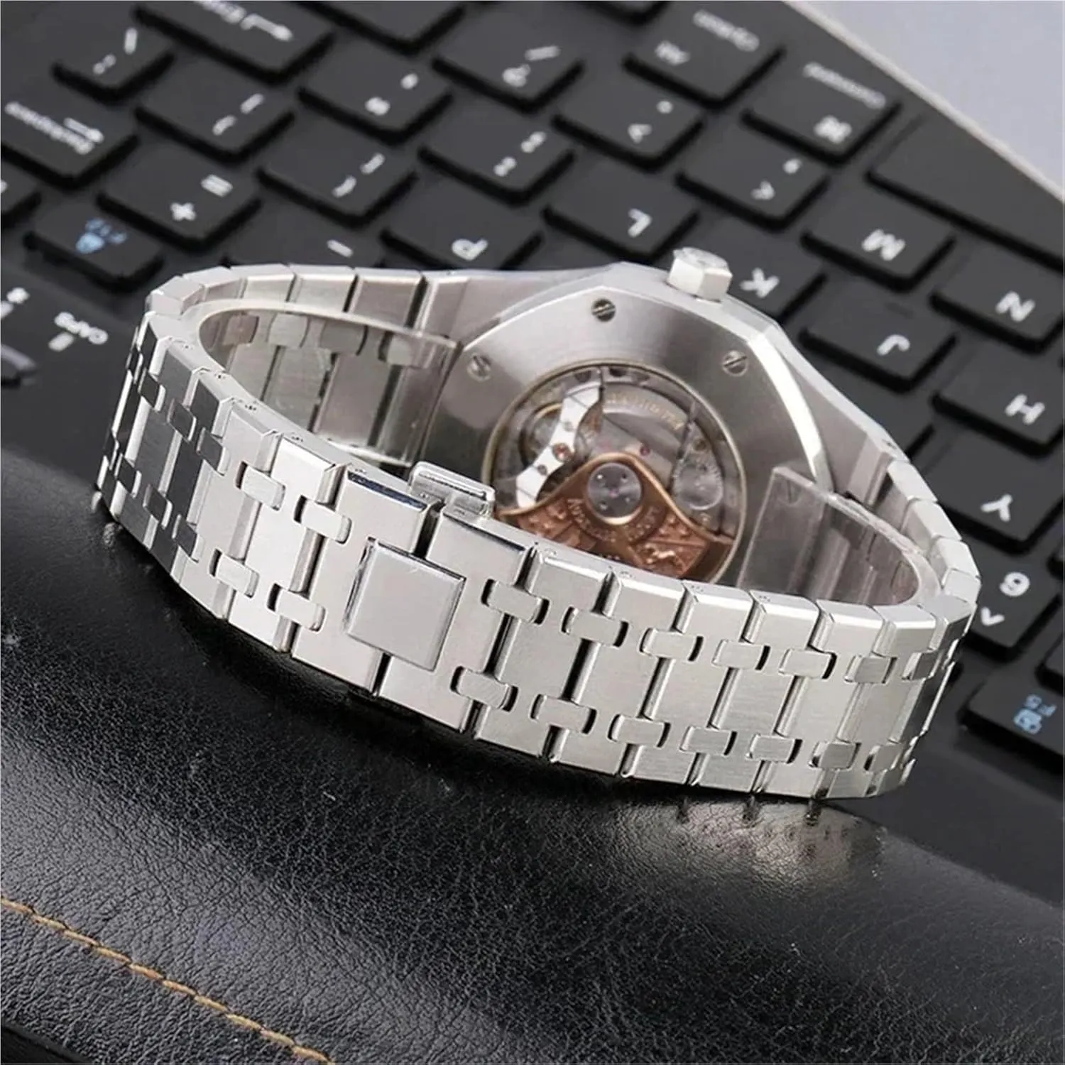 28mm 26mm Silver Stainless Steel Bracelet Strap Men Women Watch Band Quick Release Adjustable