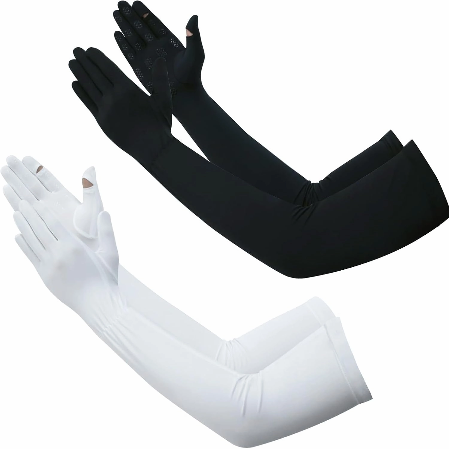 2 Pairs Driving Long Gloves for Women, UV Sun Protection Sleeves Full Finger Gloves for Outdoor Sports Cycling