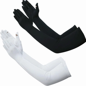 2 Pairs Driving Long Gloves for Women, UV Sun Protection Sleeves Full Finger Gloves for Outdoor Sports Cycling