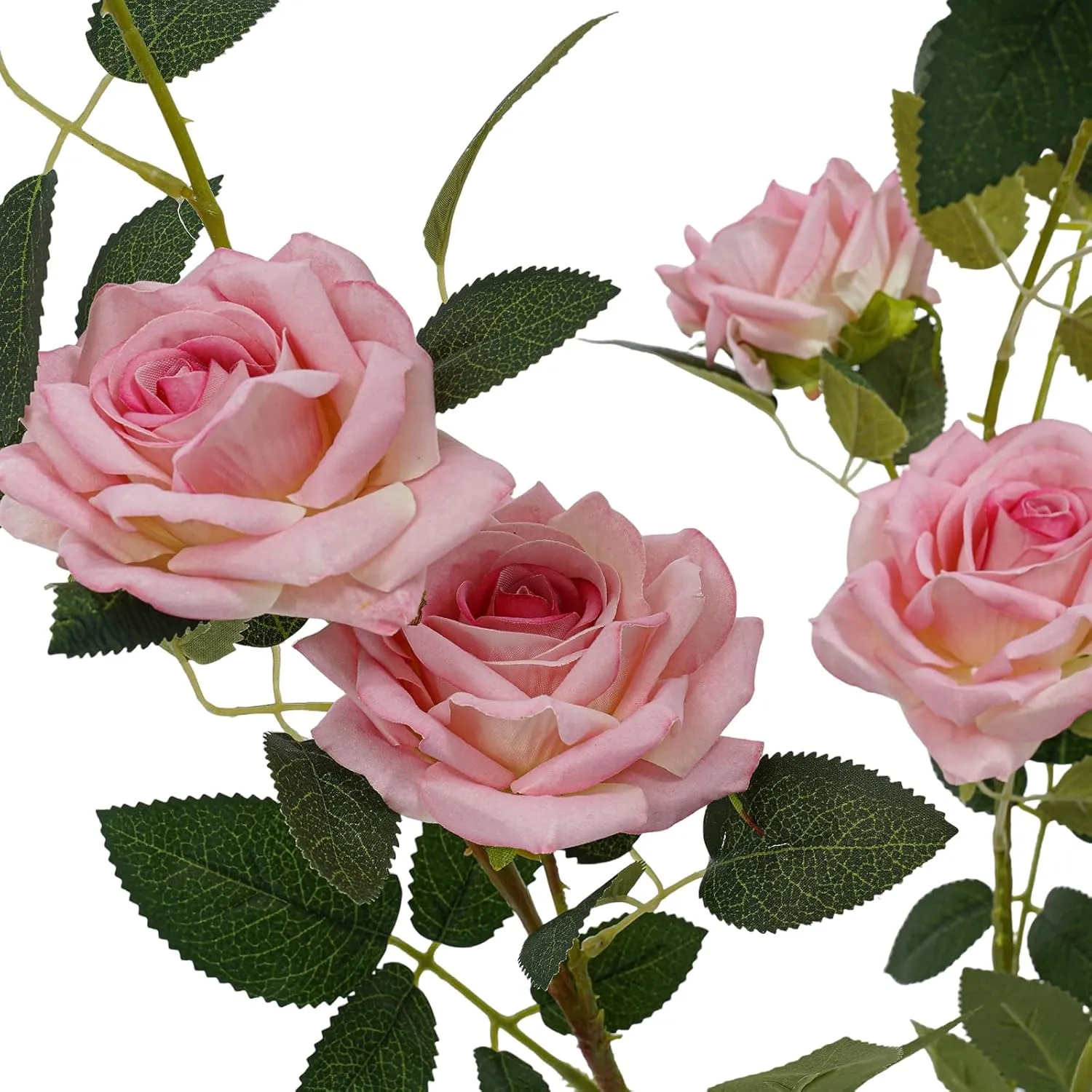 2Pcs Artificial Rose Tree, 35.4 Inch Artificial Outdoor Trees No Maintenance Silk Fabric Faux Indoor Tree with Pink Flowers & Green Leaves for Home Indoor Outdoor Office Modern Decor - Pink
