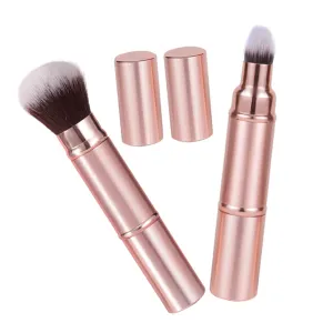 2pcs Retractable Makeup Brush for Travel Portable Dual-ended Foundation Blush Brush with Protective Cover for Effortless Cosmetic Application