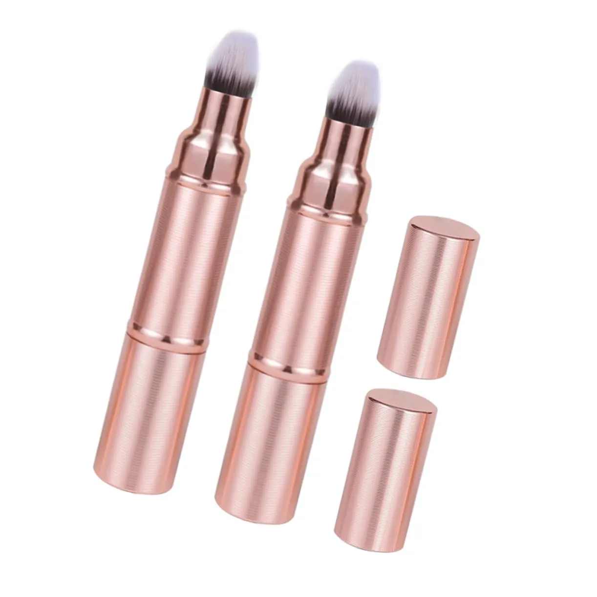 2pcs Retractable Makeup Brush with Cap Dual-ended Foundation Blush Brush Portable Travel Makeup Tool for Compact Application and Versatile Use