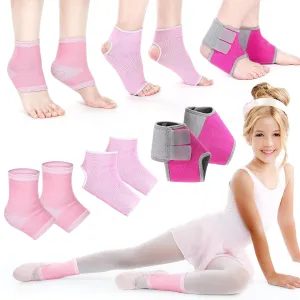 3 Pairs Kids Ankle Brace Set Child Ankle Support Kid Compression Sleeves Foot Support Protector Guard Knitted Ankle Sleeve Sock Support Pink Ankle Brace for Sports Injury Prevention