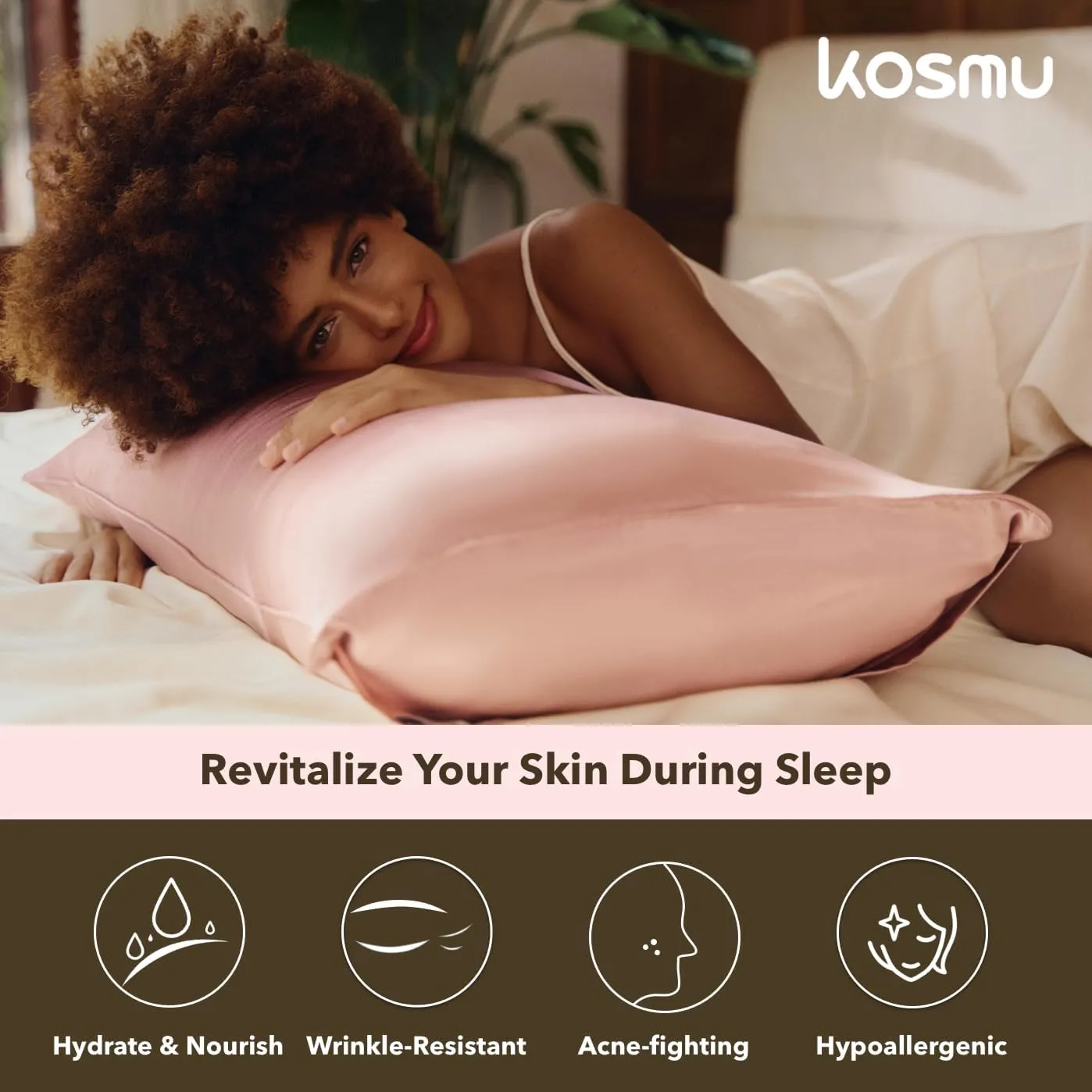 30mm 100% Mulberry Silk Pillowcase | 6A High-Grade Fibres | Silk Pillow Cover for Better Hair & Skin, Envelop Closure | Temperature Regulation for Hot Sleepers (Pink, King)