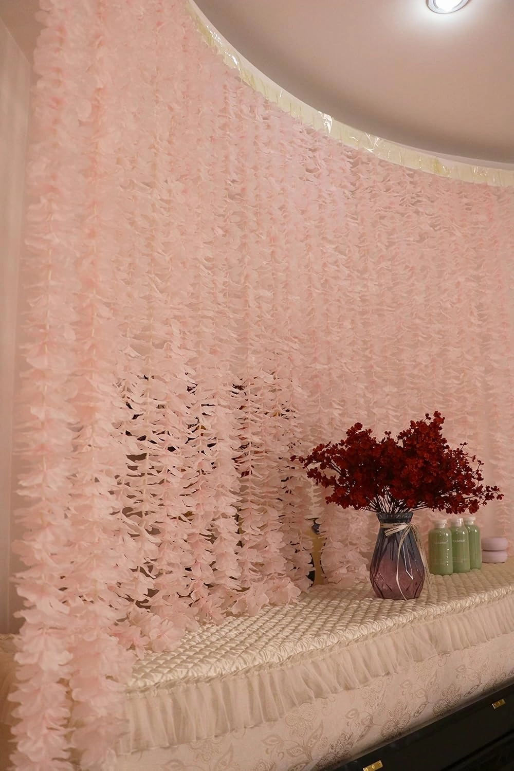32.8Ft Artificial Silk Wisteria Vine Hanging Flowers Garland Home Outdoor Wedding Arch Garden Wall Decor,Pack of 10(Pink)