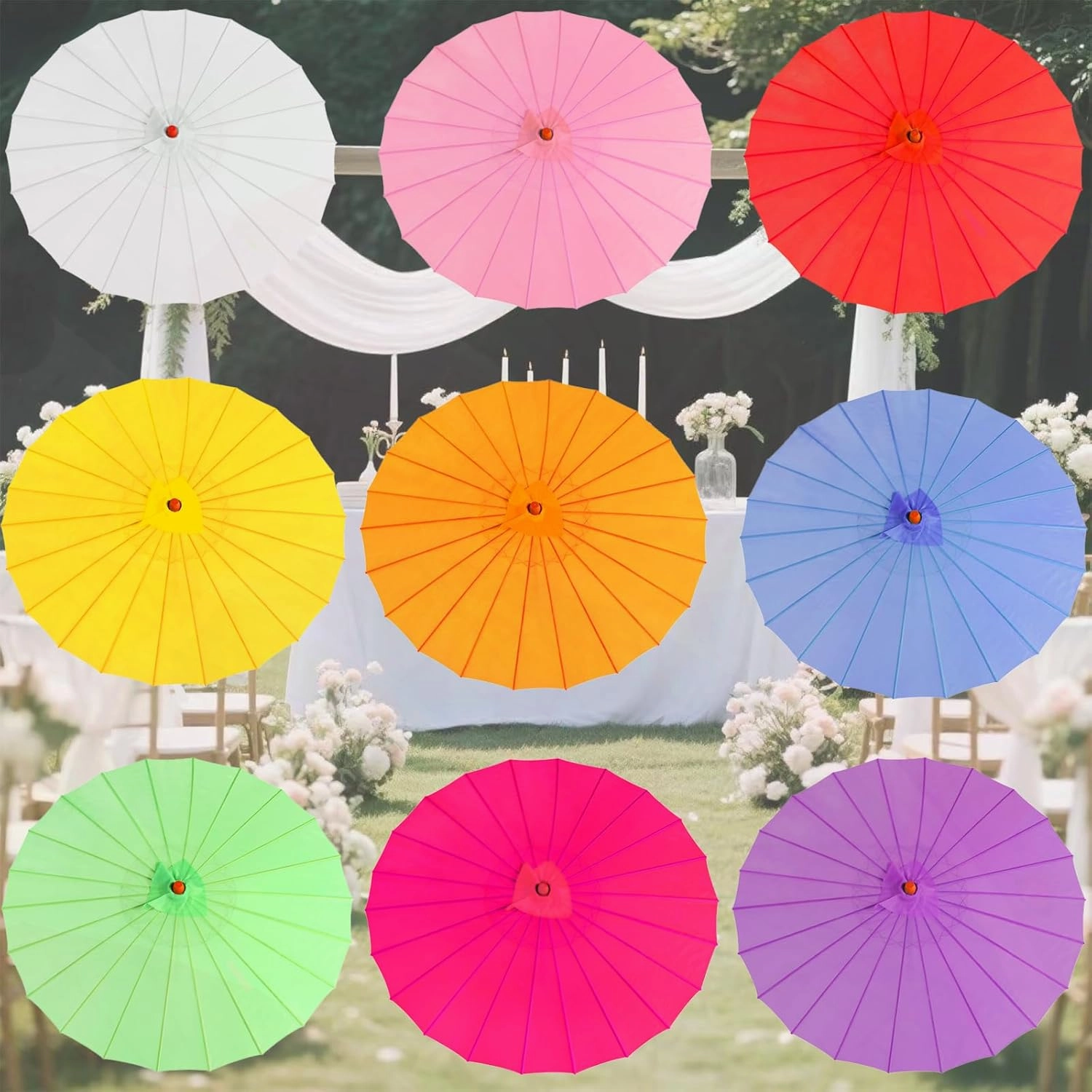 33" Red Silk Cloth Decoration Handmade Parasol Umbrella Chinese Japanese Asian DIY Art Dance Classical Umbrella for Wedding Parties Photography Costumes Cosplay (Red)