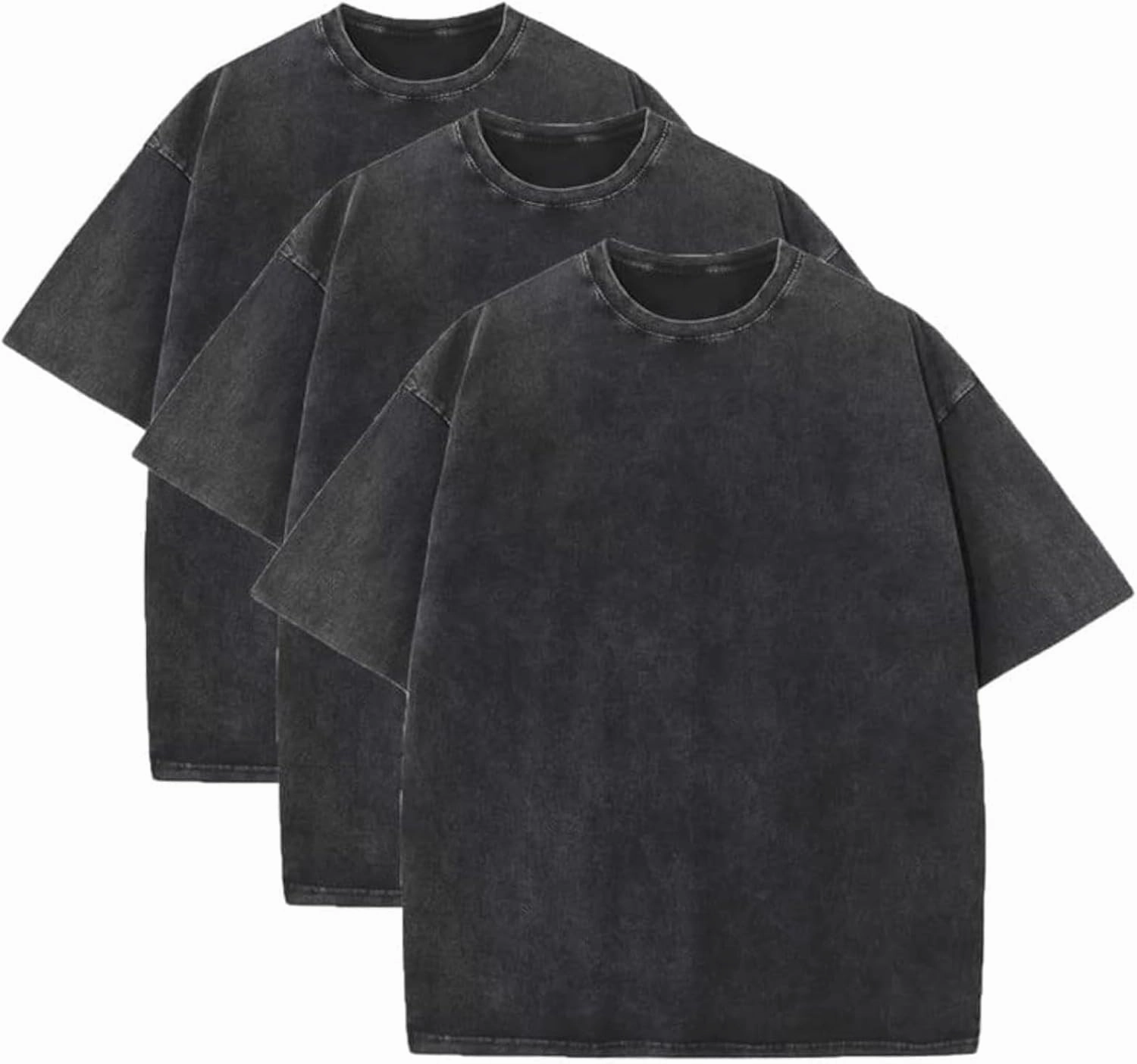 3 Pack Mens Casual T Shirts Short Sleeve Crewneck Loose Fit Summer Stylish Tops Vintage Big Tall Solid Tee Shirts