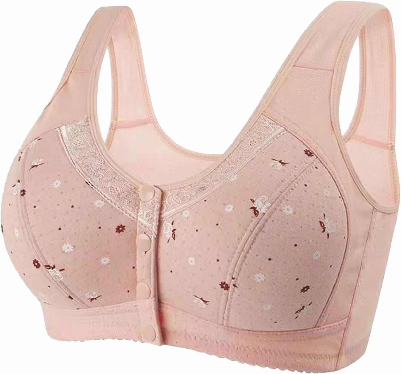 3 Pack T-Shirt Bra Older Womens Daisy Bras Front Closure Comfortable Bralettes