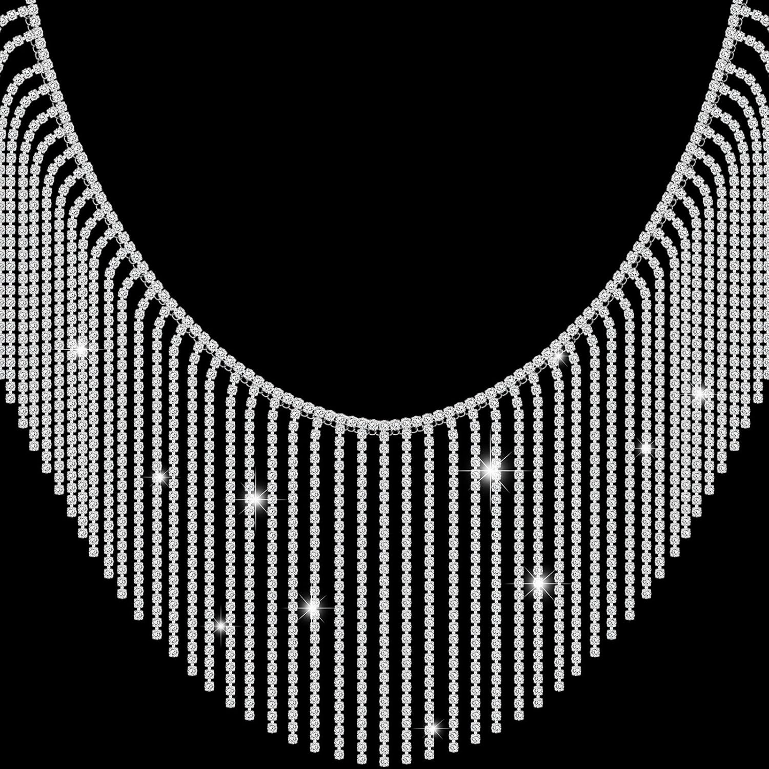 3 Yard Rhinestone Ribbon Tassel Chain, Rhinestone Fringe Trim Diamond Crystal Tassel Fringe Trim for Sewing Crafts Wedding Party Clothing Accessories Female Jewelry Personalized DIY Decoration