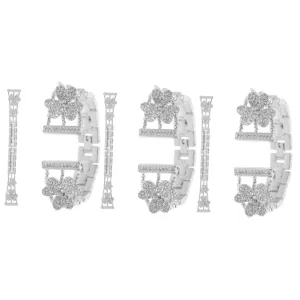 3pcs Strap Metal Decor Silver Decor Metal Trim Blush Decor Diamond Bracelet Phone Case Decor Delicate Bling Decor Diamond Decor Stainless Steel Pearlescent Watch Miss/1707