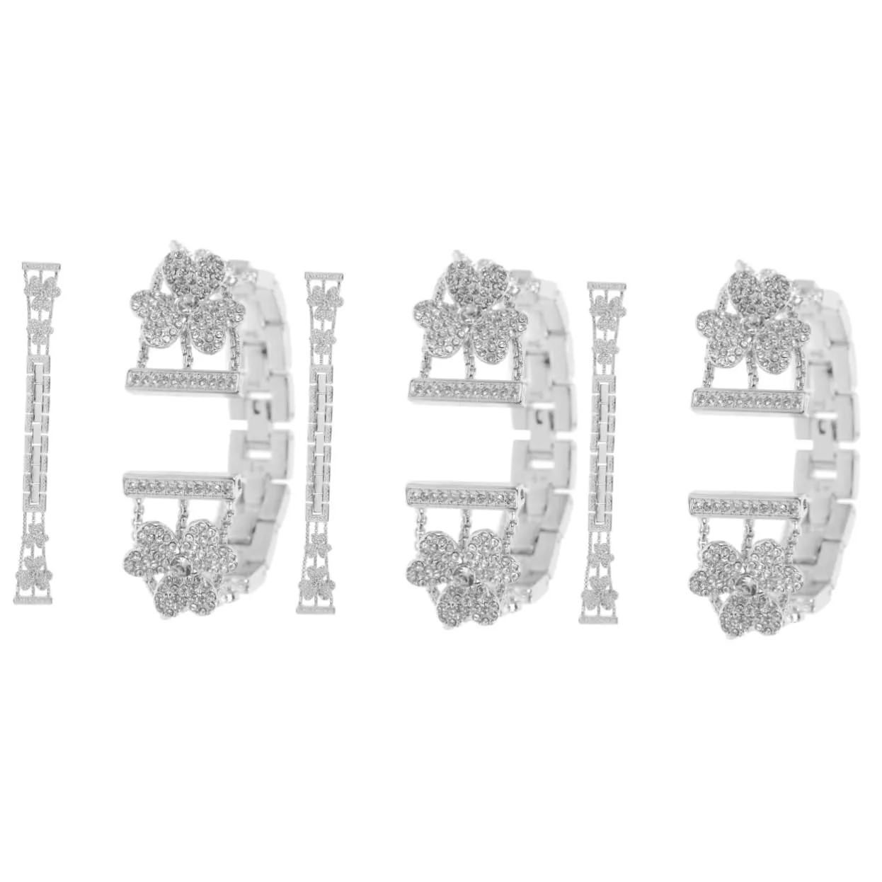 3pcs Strap Metal Decor Silver Decor Metal Trim Blush Decor Diamond Bracelet Phone Case Decor Delicate Bling Decor Diamond Decor Stainless Steel Pearlescent Watch Miss/1707