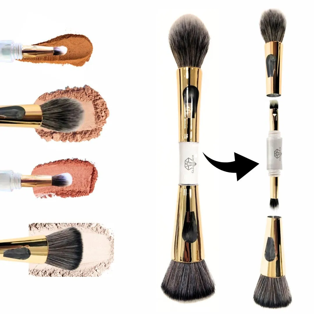 4-in-1 Makeup Brush Set, Multi- Functional Dual-ended Foundation & Powder Brush for Face & Eyes,Concealer Brush Portable & Travel-Friendly Brush with Soft, Premium & Luxurious Gold Design
