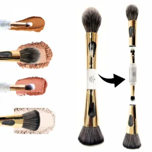 4-in-1 Makeup Brush Set, Multi- Functional Dual-ended Foundation & Powder Brush for Face & Eyes,Concealer Brush Portable & Travel-Friendly Brush with Soft, Premium & Luxurious Gold Design
