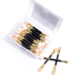 50 Pack Double-end Eye Shadow Brush, Disposable Double Sided Eyeshadow Brush Makeup Applicators Beauty Kit (Gold)