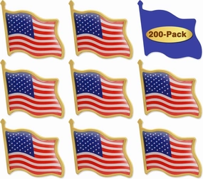50/100/200/300Pack American Flag Lapel Pins Bulk Metal - USA United States Patriotic Souvenir Badge Pins For Memorial Veteran Day Patriotic Party