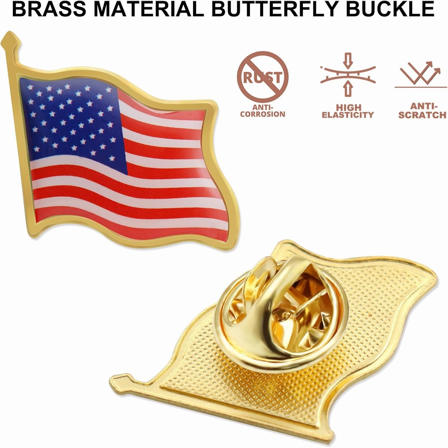 50/100/200/300Pack American Flag Lapel Pins Bulk Metal - USA United States Patriotic Souvenir Badge Pins For Memorial Veteran Day Patriotic Party