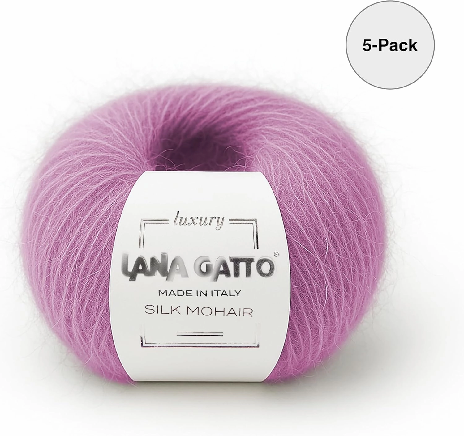 5 Skeins, Silk Mohair Luxury Yarns, Premium and Soft Blend for Knitting and Crocheting, Made in Italy (Pink - 30484, 5)
