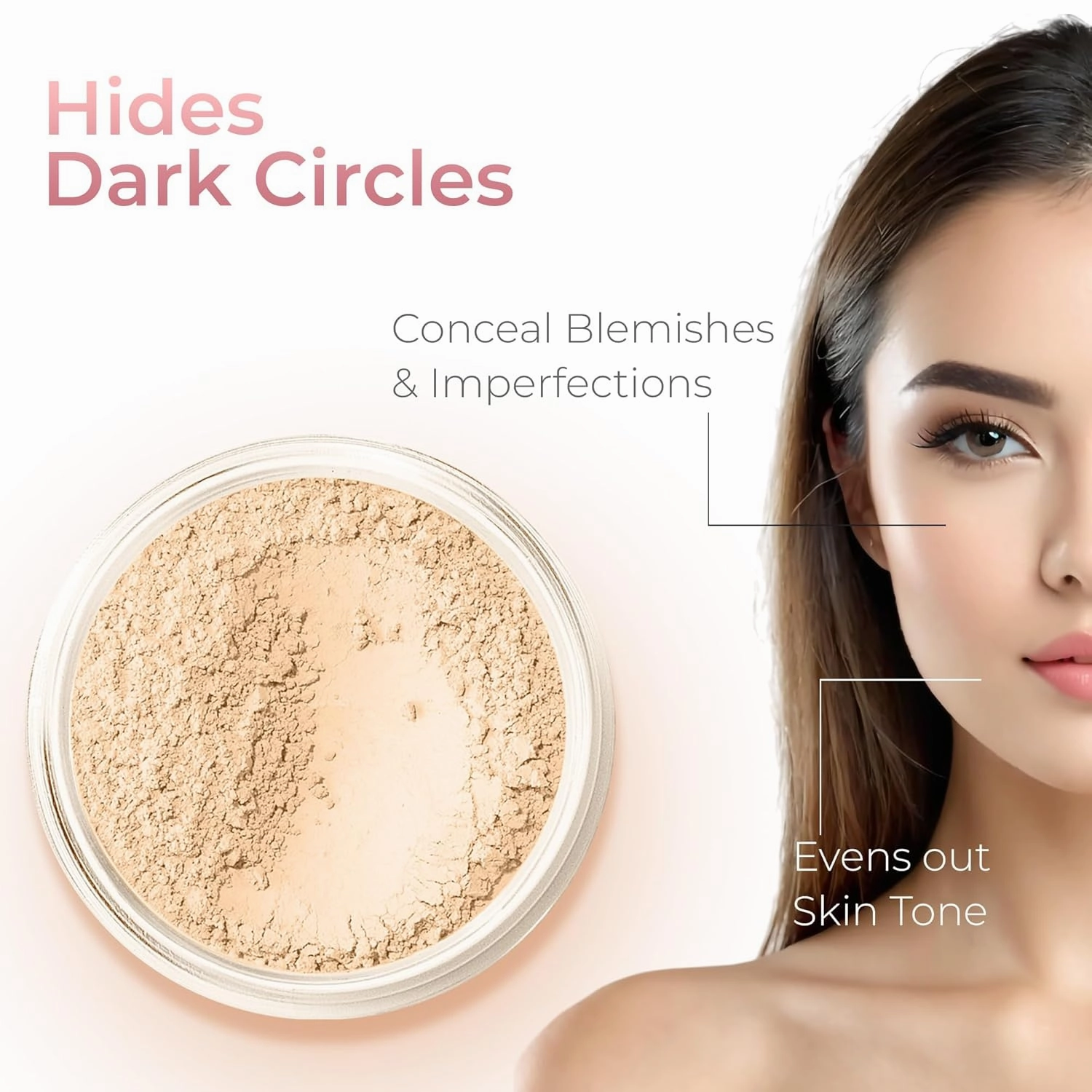 5pc KIT w/FACE Brush (FAIR 2) Mineral Makeup Set Full Size Powder Bare Skin Matte Foundation