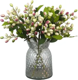5pcs Artificial Flowers Faux Berry Stems Fake Berries Branches Spray for Vase Home Office Party Decoration (White Pink Mix)