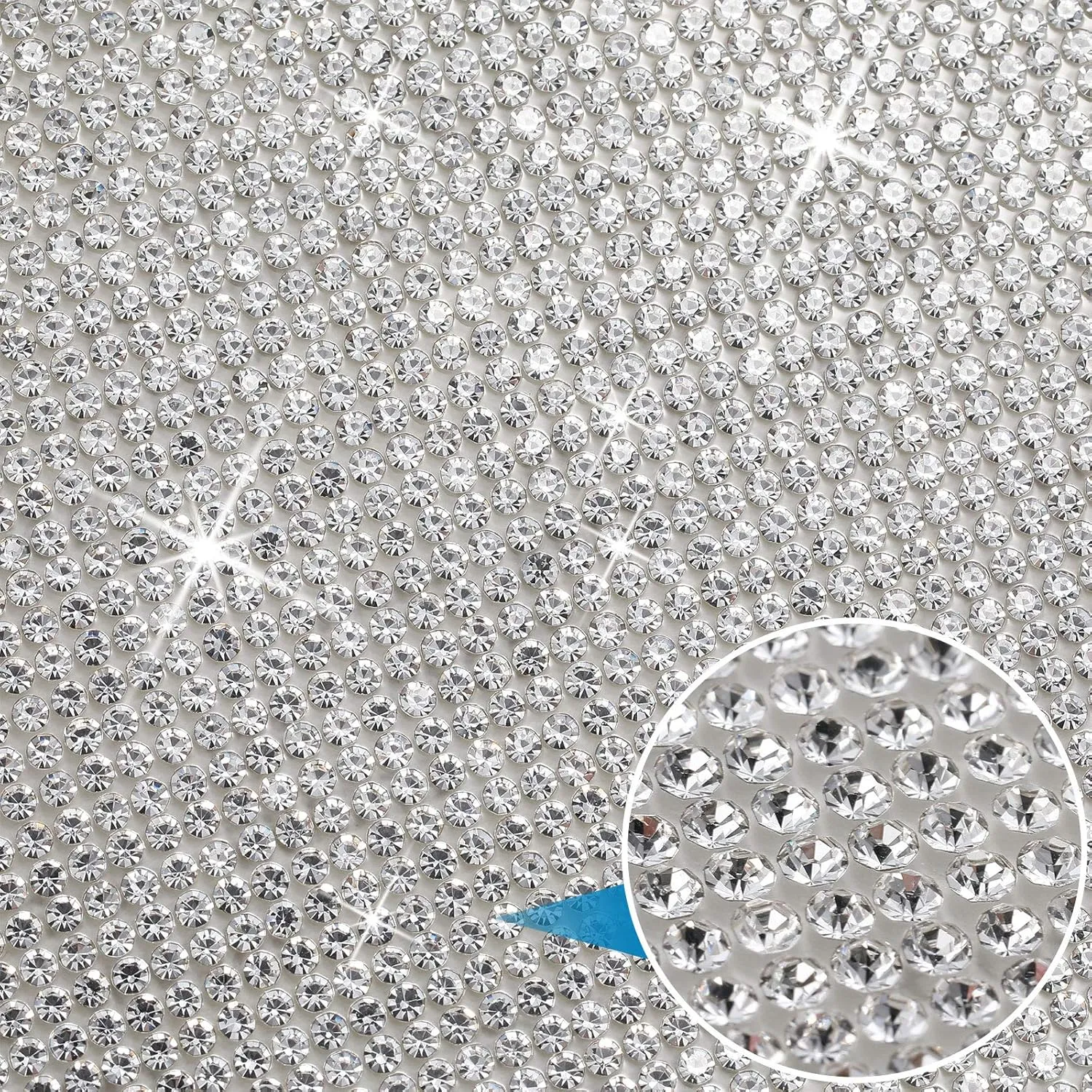 60750 Pieces Bling Rhinestone Sheet Crystal Self-Adhesive Rhinestone Diamond Sticker 59 x 7.87 Inch for DIY Home Car Arts Craft Event Decoration (Silver)