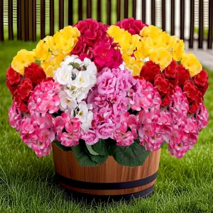 6PCS Artificial Geraniums Outdoor Flowers, Faux Geraniums Artificial Flowers Plants Outdoor UV Resistant Plants, Realistic Silk Flowers for Cemetery, Front Porch Decor(Mix Color)