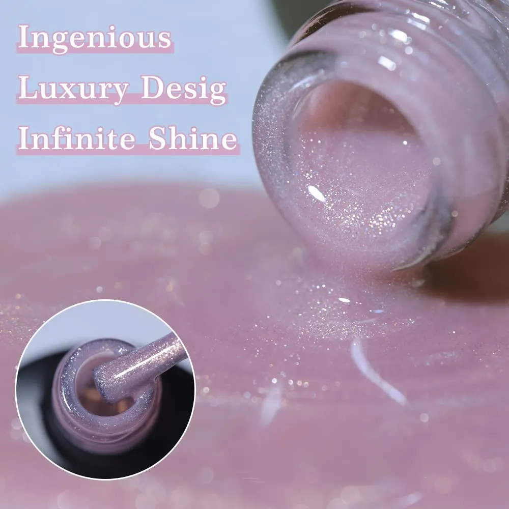 7ml Crystal Cat Eye Gel Nail Polish Magnetic Nail Polish Set Bright Silver UV Gel Polish Shiny Diamond Glitter Gel with Magnet Stick (2PCS-pink Beige) 1.0 Fl Oz 1