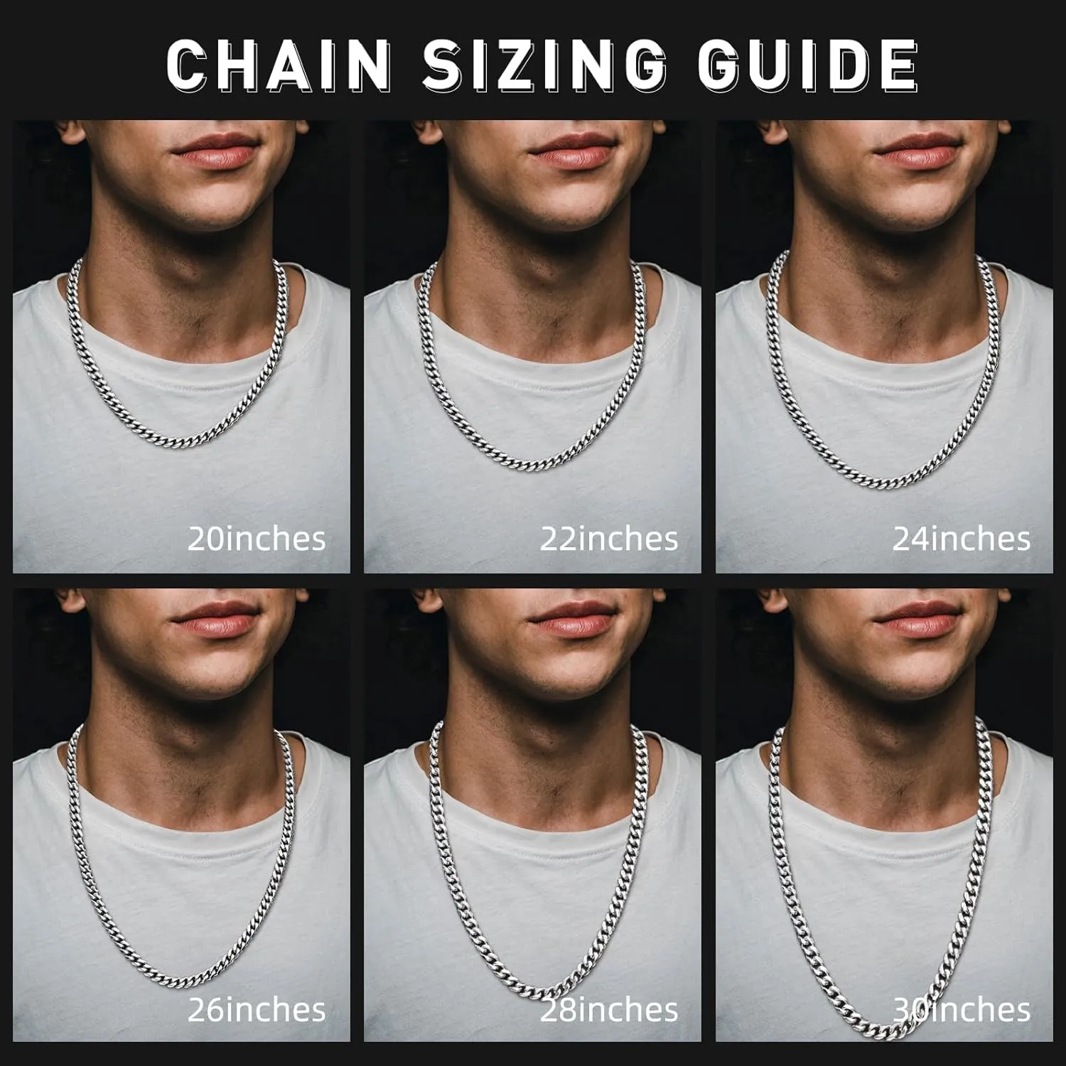 7mm Silver Chain for Men Miami Cuban Link Mens Chain,925 Sterling Silver/14K Gold Plated and 316L Stainless Steel Silver/Gold Chains for Men Necklace
