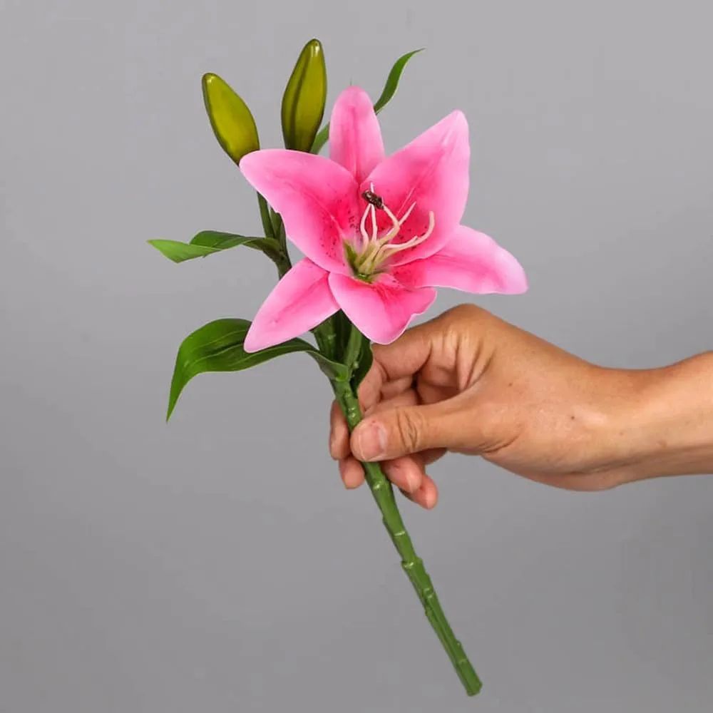 8 Bundlesof Artificial Tiger Lily Bouquet Lilies Flower with Rods 24 Heads Silk Lily Bouquet - for Home Hotel Flower Arrangement Party Decor (Pink)