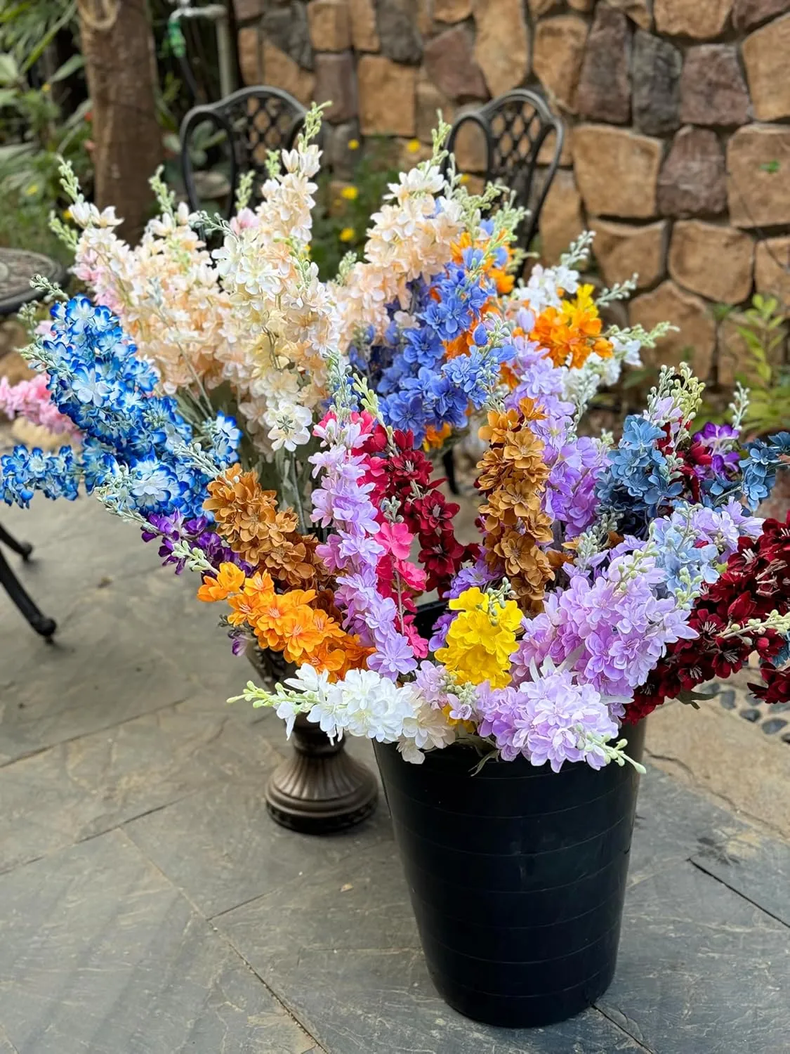 8PCS Pink Delphinium Artificial Flowers 33.5in Long Stem Larkspur Fake Silk Flowers for Tall Vase Faux Flowers for Home Wedding Baby Shower Floral Arrangement Centerpiece Table Decoration (Pink)