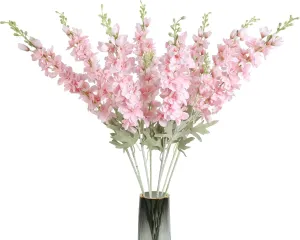 8PCS Pink Delphinium Artificial Flowers 33.5in Long Stem Larkspur Fake Silk Flowers for Tall Vase Faux Flowers for Home Wedding Baby Shower Floral Arrangement Centerpiece Table Decoration (Pink)