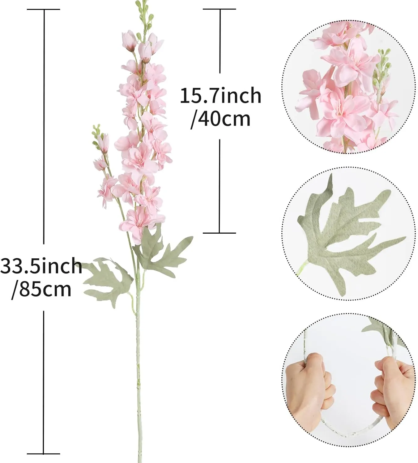 8PCS Pink Delphinium Artificial Flowers 33.5in Long Stem Larkspur Fake Silk Flowers for Tall Vase Faux Flowers for Home Wedding Baby Shower Floral Arrangement Centerpiece Table Decoration (Pink)