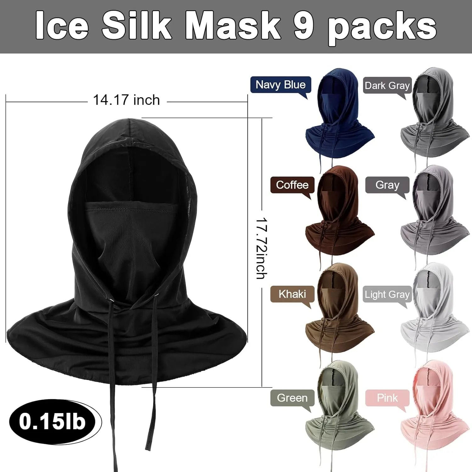 9 Pcs Cooling Balaclava Face Mask Breathable Full Head Mask Sun Protection Neck Cover UV Face Cover for Men Women