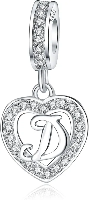 925 Sterling Silver Letter Charms A~Z Alphabet Charm Letter Beads fit Pandora European Bracelets fit Wife Mom Christmas Birthday Gift