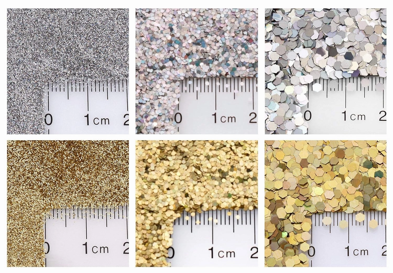 (6PK) - Holographic Gold & Silver Glitter Kit - Solvent Resistant & Great for Nail Art Polish, Gels, Acrylics Supplies - Quality Glitter Made in the USA! - (60 Grams)