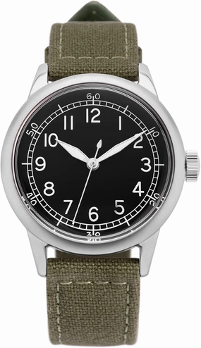A-11 Spec 2 Vintage Military Field Watch, 32mm or 42mm Stainless Steel Case with Leather/Canvas/Nylon Strap, Men's Tactical Wrist Watch Suitable for Work and Outdoor Use with 2-Year Warranty