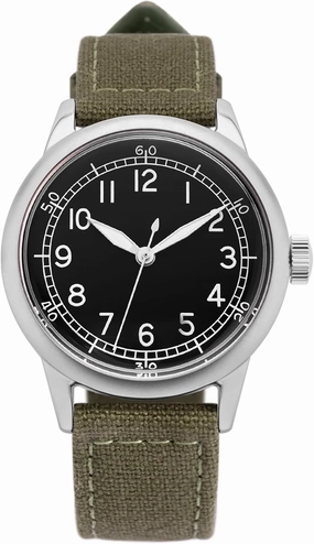 A-11 Spec 2 Vintage Military Field Watch, 32mm or 42mm Stainless Steel Case with Leather/Canvas/Nylon Strap, Men's Tactical Wrist Watch Suitable for Work and Outdoor Use with 2-Year Warranty