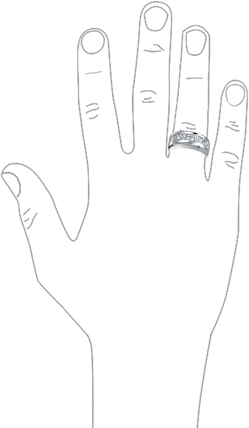 AAA CZ Wide Cubic Zirconia Wedding Band Ring .925 Sterling Silver Silver / 8