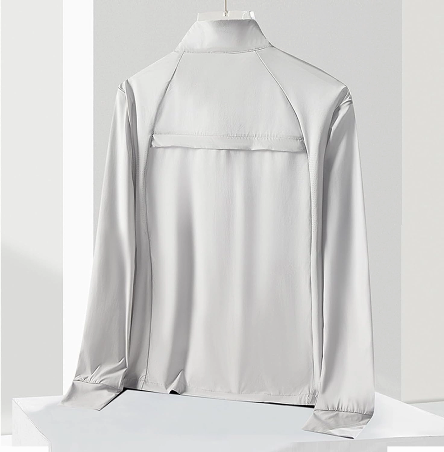 Aesthetic Solid Color Lapel Sun Protection Sunwear Coat for Women Lightweight Outdoor Walking Wear Jackets with Zipper