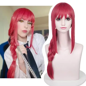 Aicos Anime Long Pink Red Cosplay Braids Wigs for Women Long Wigs Cosplay   Free Cap