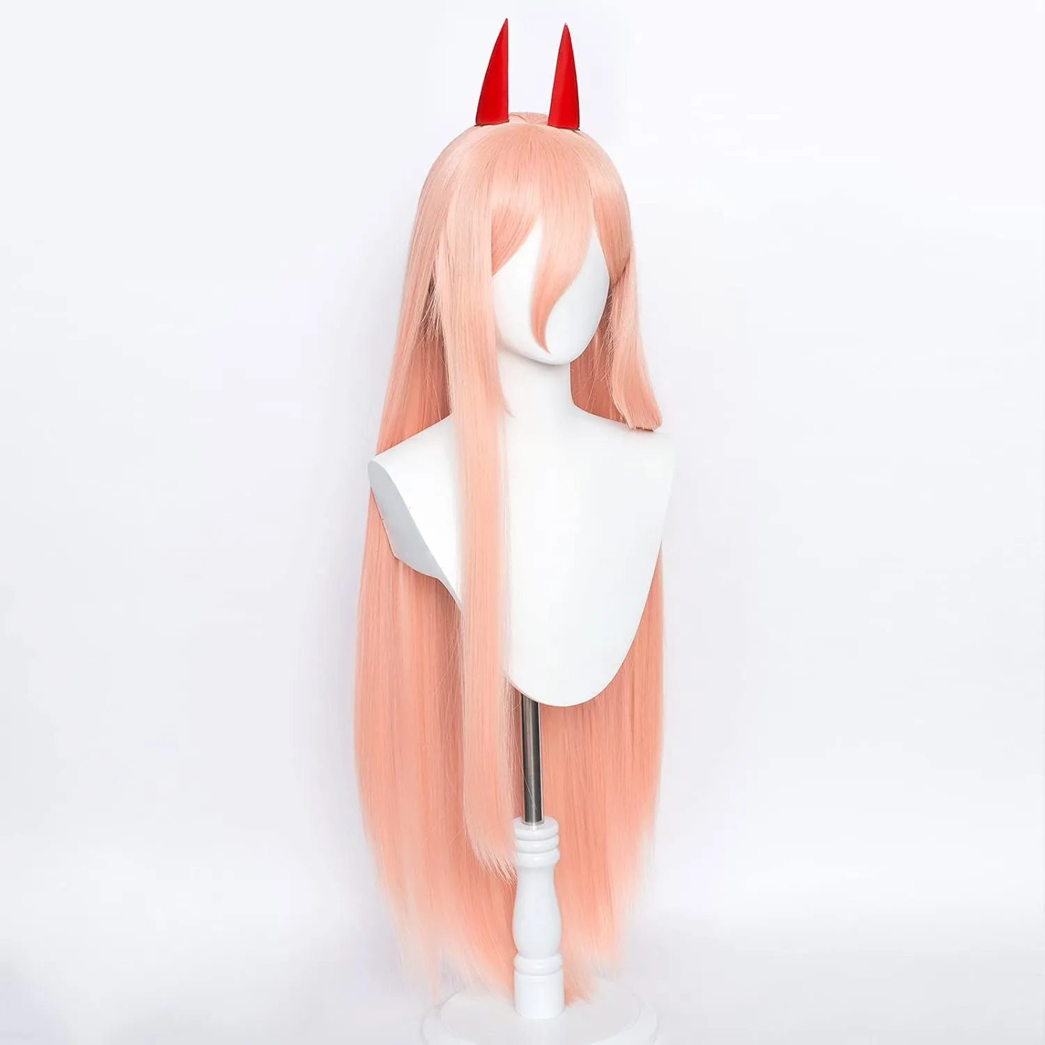 Aicos Long Pink Cosplay Wig for Anime Role Cosplay, Pink Wigs with Horns for women, Cute Costume Wig with a Free Wig Cap