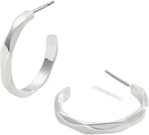 Alex and Ani AA749123SS,Faceted Hoop Earrings,Shiny Silver,Silver, Earrings