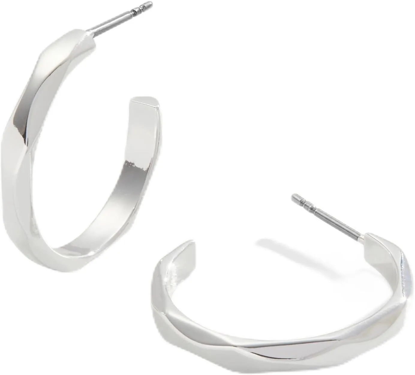 Alex and Ani AA749123SS,Faceted Hoop Earrings,Shiny Silver,Silver, Earrings