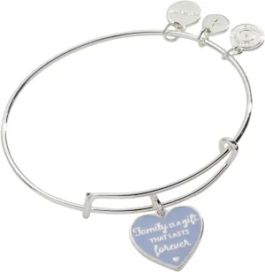 Alex and Ani AA769723SS,Family is a Gift That Lasts Forever Expandable Bangle Bracelet,Shiny Silver,Blue, Bracelets