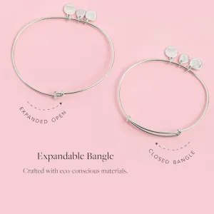 Alex and Ani Bridal Expandable Bangle for Women, Wifey Charm, Shiny Silver Finish, 2 to 3.5 in, One Size (A20BRID06SS)