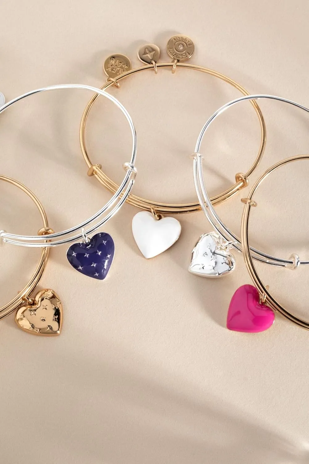 Alex and Ani Metal Heart Charm Bangle
