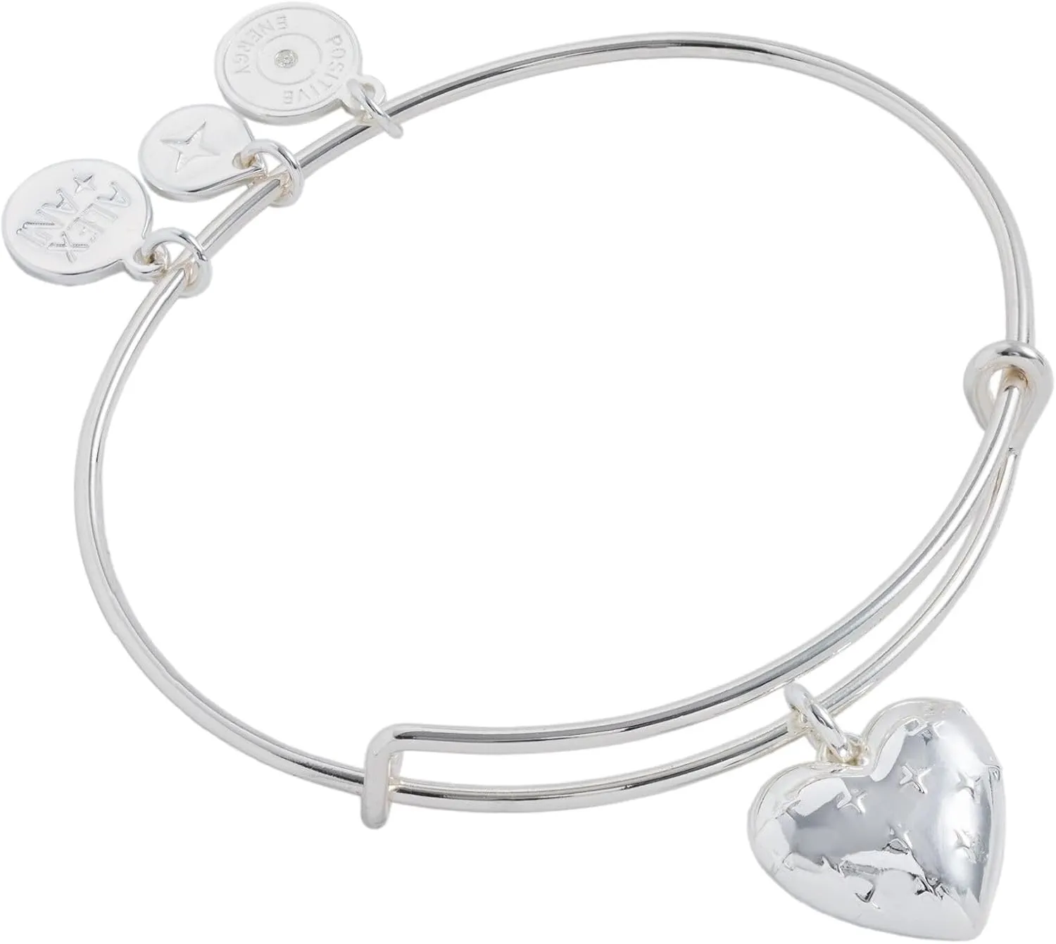 Alex and Ani Metal Heart Charm Bangle