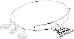 Alex and Ani Occasions Expandable Bangle for Women, Best Friends Forever Charm, Shiny Silver Finish, 2 to 3.5 in, One Size (A21EBBFFSS)