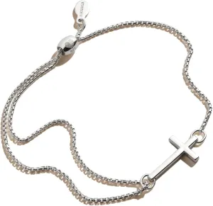 Alex and Ani Path of Symbols Adjustable Pull Chain Bracelet for Women, Cross Charm, Sterling Silver