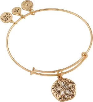 Alex and Ani Sand Dollar Charm Bangle Bracelet, Shiny Gold Finish, 2 to 3.5 in