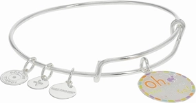 Alex and Ani Dr. Seuss™, Oh The Places You'll Go Expandable Bangle Bracelet, Shiny Silver Finish, Multi-Color Charm